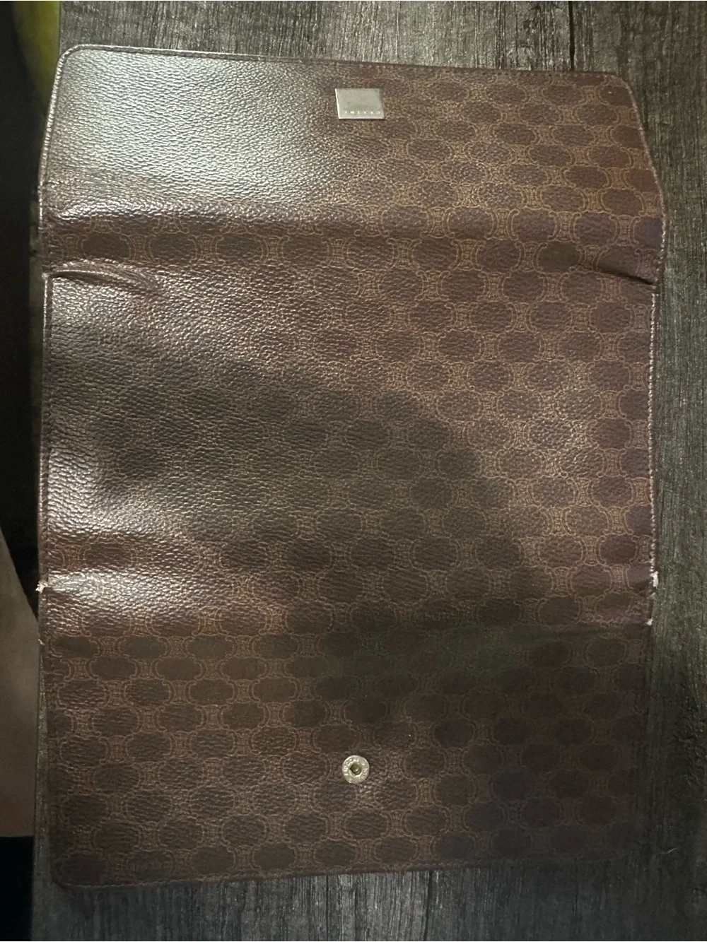 Vintage CELINE Macadam Triomphe Canvas Leather Trifold Wallet Italy